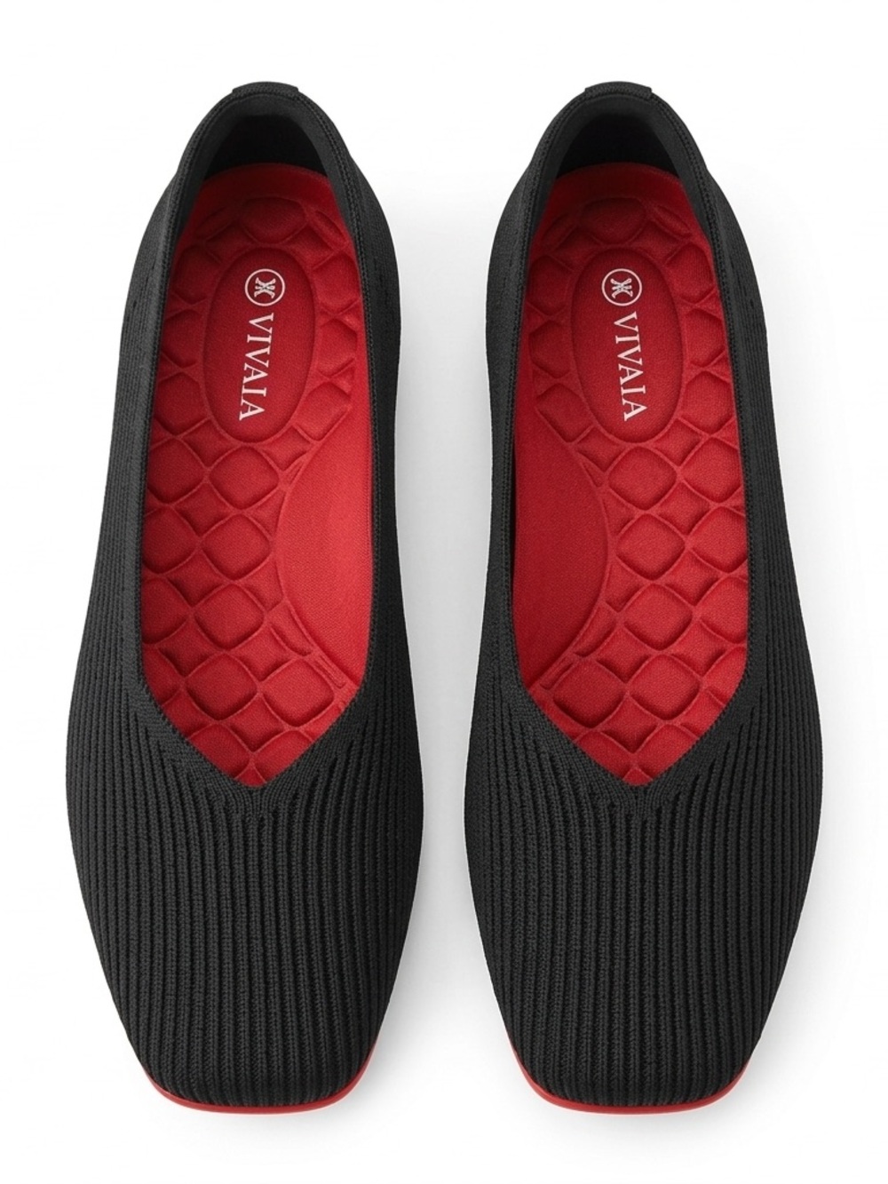 Vivaia Margot Square-Toe 2.0 Flats - Black/Red Size: EU 40 -Approx. US Women’s 9
